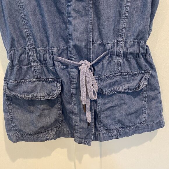 Indigo Rein Vest Women's Medium M Blue Hoodie Chambray‎ Drawstring Y2K Style - Picture 4 of 13